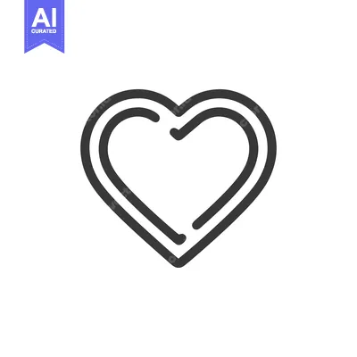 Aset desain premium: Double Outline Heart Icon, Minimalist Design, Love Symbol, Valentine's