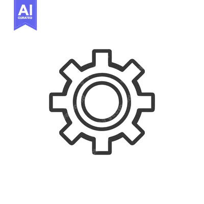 Aset premium populer: Minimalist Gear Icon: Bold Outline on White Background, Technical Symb