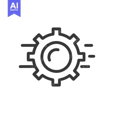 Aset desain premium: Moving Gear Icon: Bold Outline Symbolizing Progress and Efficiency on