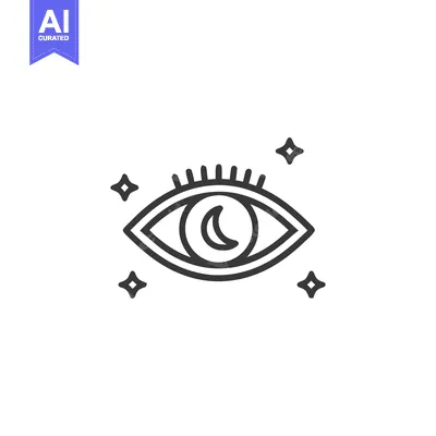 Aset premium populer: Crescent Moon Eye with Stars: Minimalist Line Art Symbol