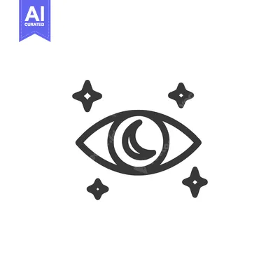 Mystical Eye with Crescent Moon and Sparkling Stars Icon