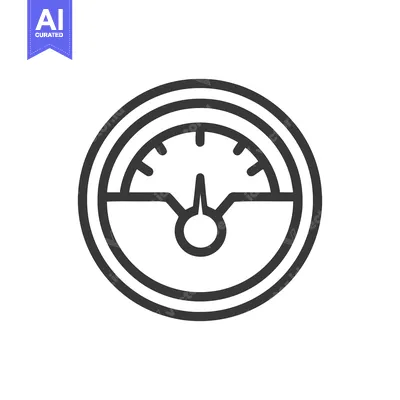 Aset desain premium: Minimalist Speedometer Icon: Clean Line Art Design on White Background