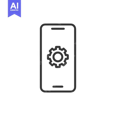 Aset premium populer: Mobile Phone Settings Icon: Gear on Smartphone Screen, Outline Style