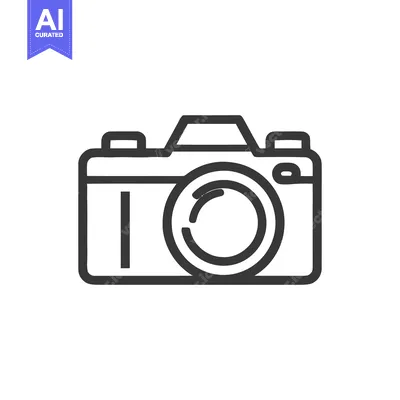 Aset premium populer: Minimalist Camera Icon: Clean Line Art Photography Symbol on White