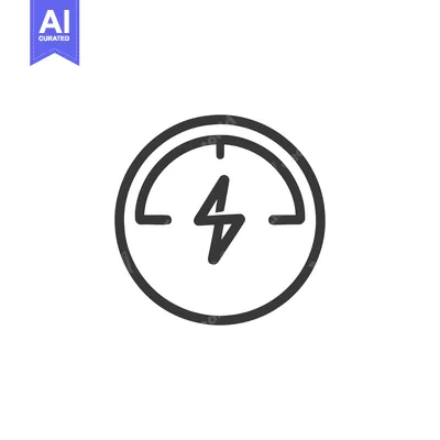 Aset desain premium: Minimalist Energy Meter Icon: Bold Lightning Bolt in Circle Design