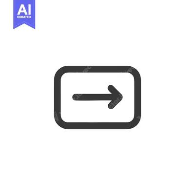 Simple Dark Grey Arrow Icon in Rounded Rectangle Frame on White