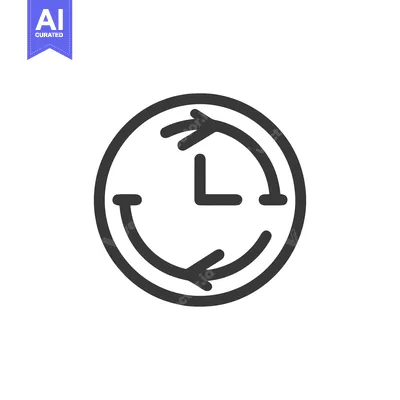 Aset desain premium: Time Loop Icon: Circular Arrows Rotating Around Clock Face, Black and
