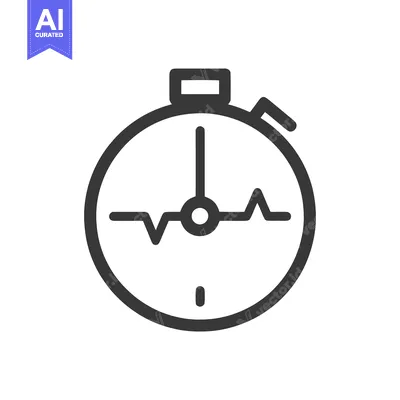 Heartbeat Stopwatch Icon: Time-Sensitive Health Monitoring Symbol in B