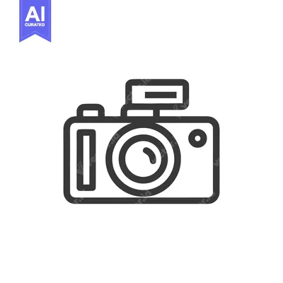 Minimalist Camera Icon with Flash, Photography Symbol, Black Outline