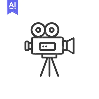 Aset desain premium: Vintage Film Camera Icon: Retro Cinema Equipment on Tripod Stand