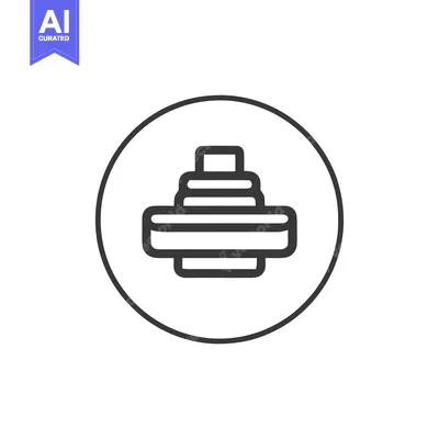 Aset desain premium: Minimalist Icon of a Layered Structure Inside a Circle, Black Outline