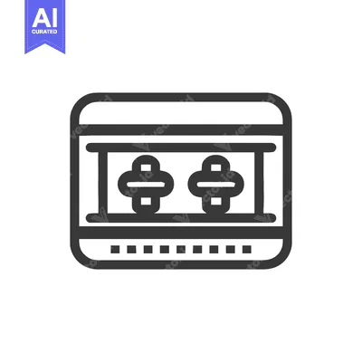 Minimalist Icon of a Double-Headed Train Car on Tracks, Black and Whit