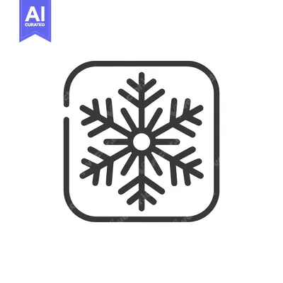 Aset premium populer: Minimalist Snowflake Icon in Rounded Square Frame, Winter Symbol