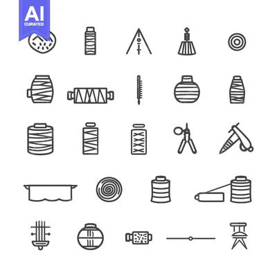Sewing and Needlework Supplies Line Icons