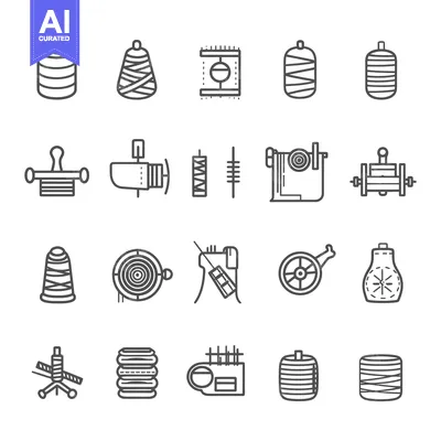 Sewing Machine and Supplies Line Icons