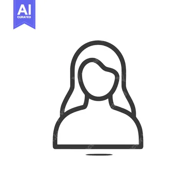 Aset premium populer: Minimalist Woman Icon with Long Hair and Shadow