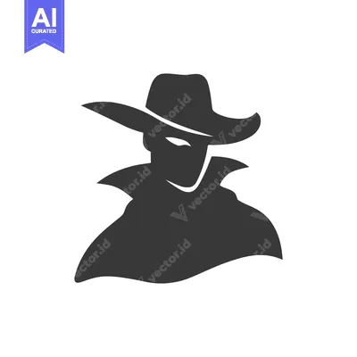 Mysterious Silhouette: Dark Cowboy Figure with Wide-Brimmed Hat and Cl