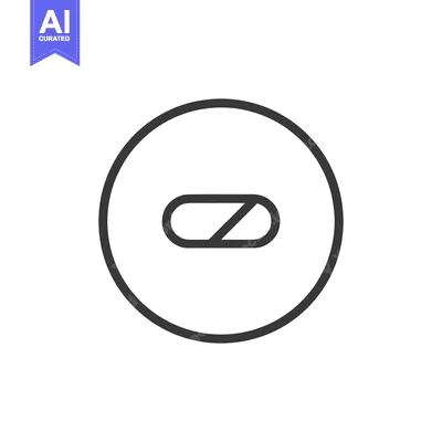 Minimalist Pill Icon: Capsule Inside Circle, Black Outline on White