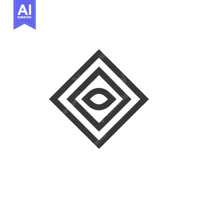 Aset desain premium: Minimalist Eye Icon: Geometric Diamond Shape with Concentric Lines and