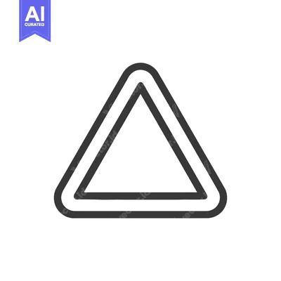 Aset desain premium: Double-lined Triangle Icon: Bold Geometric Shape on White Background