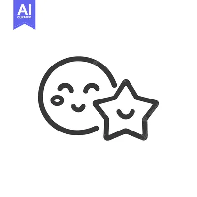 Popular premium asset: Smiling Moon and Star Icon: Minimalist, Whimsical, Vector Illustration