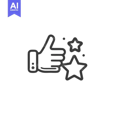 Thumbs Up with Stars: Minimalist Line Art for Positive Feedback and Ra