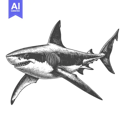 Detailed illustration of a shark swimming in a side profile pose