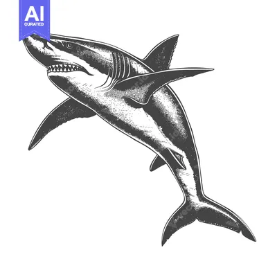 Popular premium asset: A detailed grayscale illustration of a shark facing upward direction