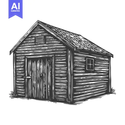 Popular premium asset: A black and white illustration depicts a wooden storage shed