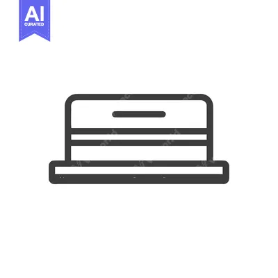 Minimalist Icon of a Rectangular Cake with Layered Design on White Bac