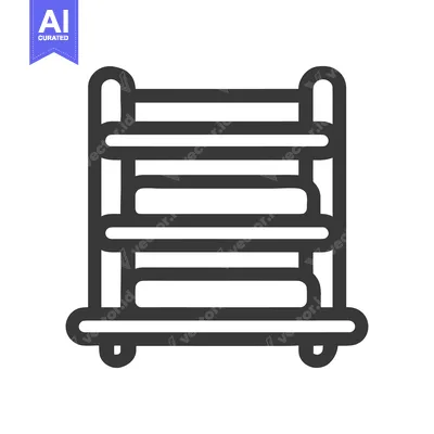 Minimalist Shelving Unit Icon with Rounded Edges and Wheels