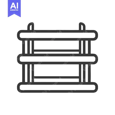 Aset desain premium: Minimalist Shelving Unit Icon with Rounded Edges and Bold Outline