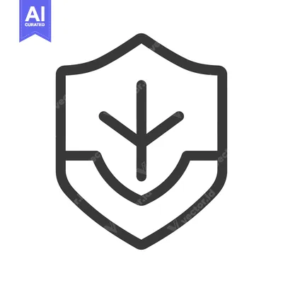 Aset desain premium: Shield Icon with a Downward Arrow in the Center