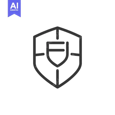 Aset desain premium: Shield Icon with a Letter E Inside