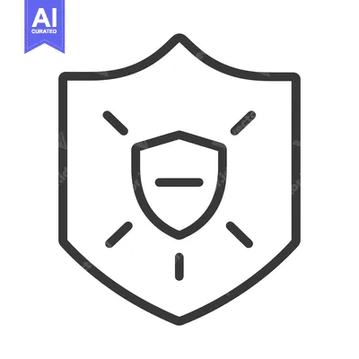 Aset desain premium: Shield Icon with Minus Sign Inside and Rays Emanating from It
