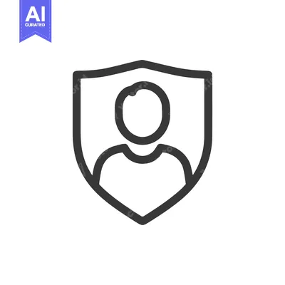 User Profile Security Icon: Shielded Person Outline for Protection