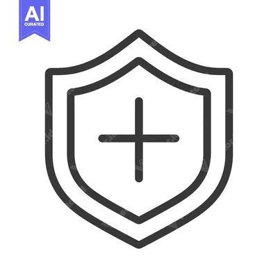 Aset desain premium: Shield with a Plus Sign Inside