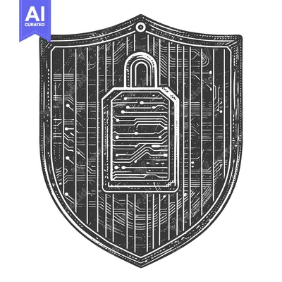 Aset desain premium: Shield with Circuit Board Pattern and Padlock
