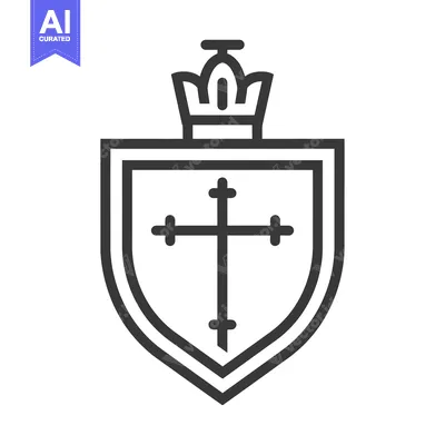 Aset premium populer: Shield with Cross and Crown Icon