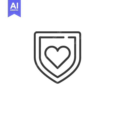 Aset desain premium: Heart Protected: Minimalist Shield Icon with Love Symbol, Security Con