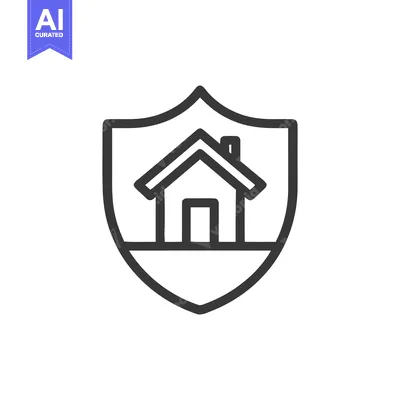 Aset premium populer: House Protection Shield Icon: Secure Home Symbol, Outline Style