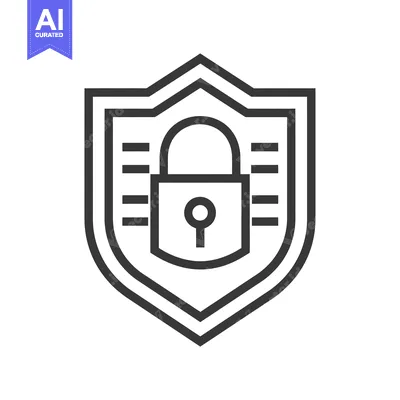 Shield with Lock Icon, Protection and Security Symbol