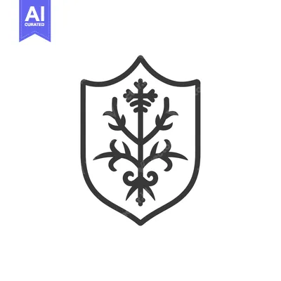 Aset desain premium: Shield with Ornamental Plant Design