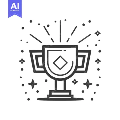 Aset desain premium: Shining Trophy With Diamond Detail and Starburst
