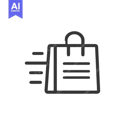 Speedy Shopping Bag Icon: Fast Delivery, Modern Design, Minimalist Sty