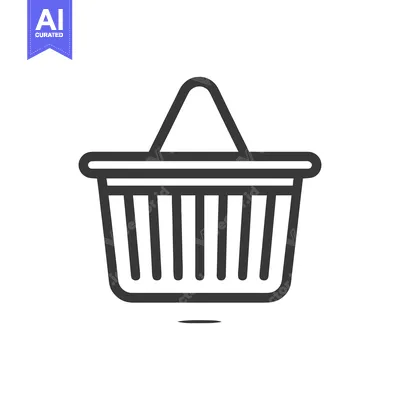 Popular premium asset: Minimalist Shopping Basket Icon: Bold Outline on White Background