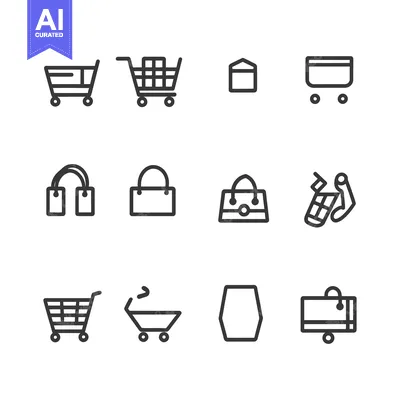 Shopping Cart, Bag, and Box Icons