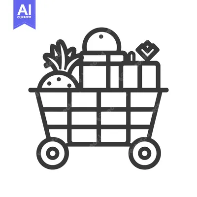 Premium design asset: Shopping Cart Filled With Gifts and Pineapple