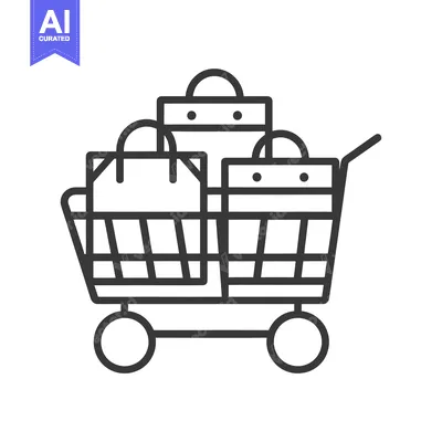 Aset desain premium: Shopping Cart Filled with Three Bags