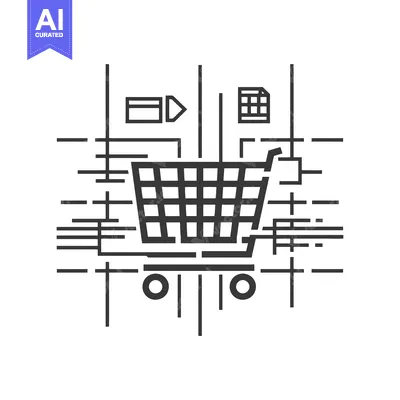 Popular premium asset: Shopping cart icon with abstract lines and symbols
